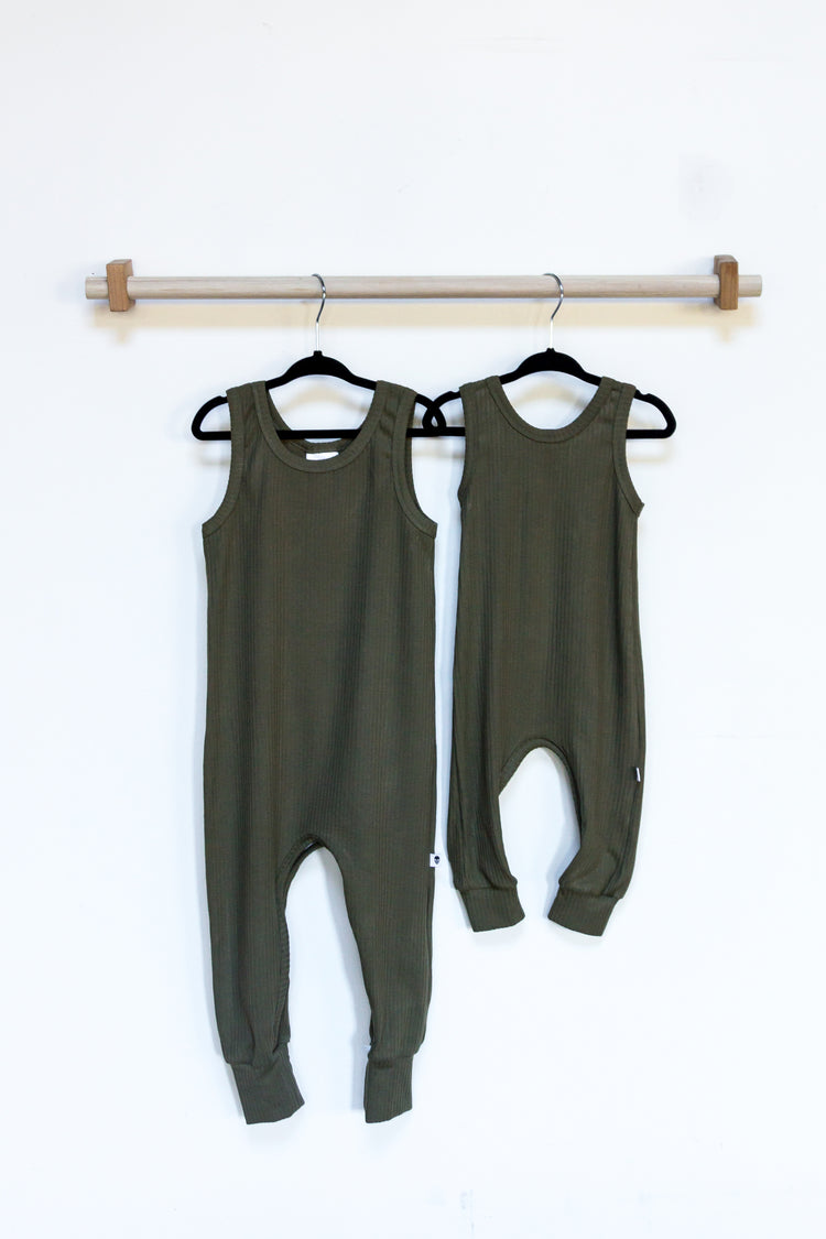 SLEEVELESS BOBBY JUMPSUIT - ARMY - KID